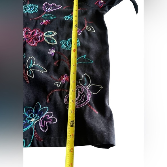 Vintage Koret Womens Jacket Sweater Faux Suede Floral Embroidery Size L - Picture 8 of 10